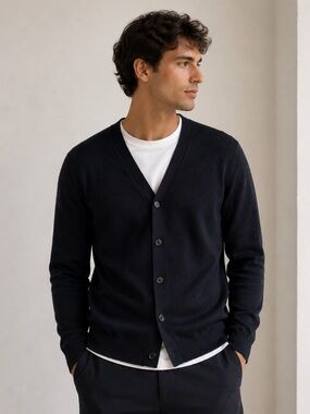 Reigning Champ Merino Wool Lightweight Harry Cardigan Dark Navy Medium
